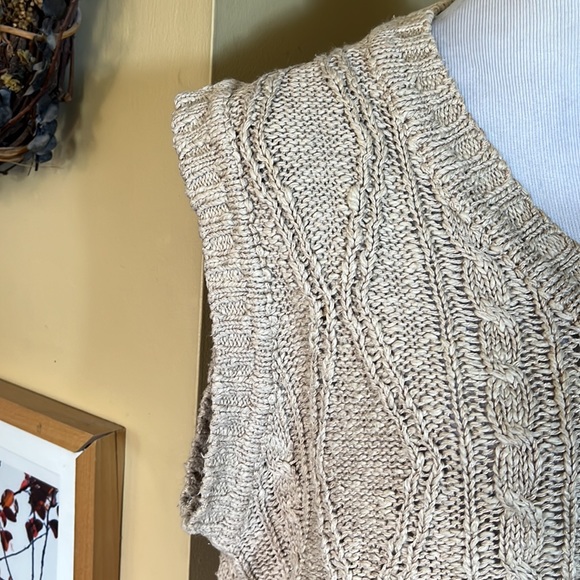 Vintage 80s BANANA REPUBLIC Size Medium Classic Cableknit Vest Linen & Cotton - Picture 13 of 16